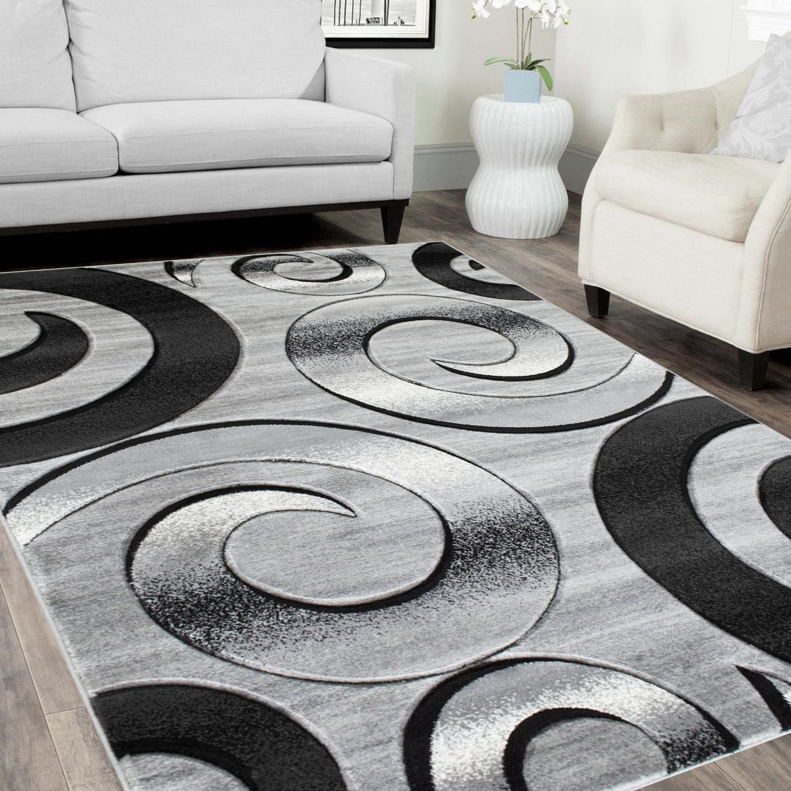 Swirls Hand Carved Area Rug #16