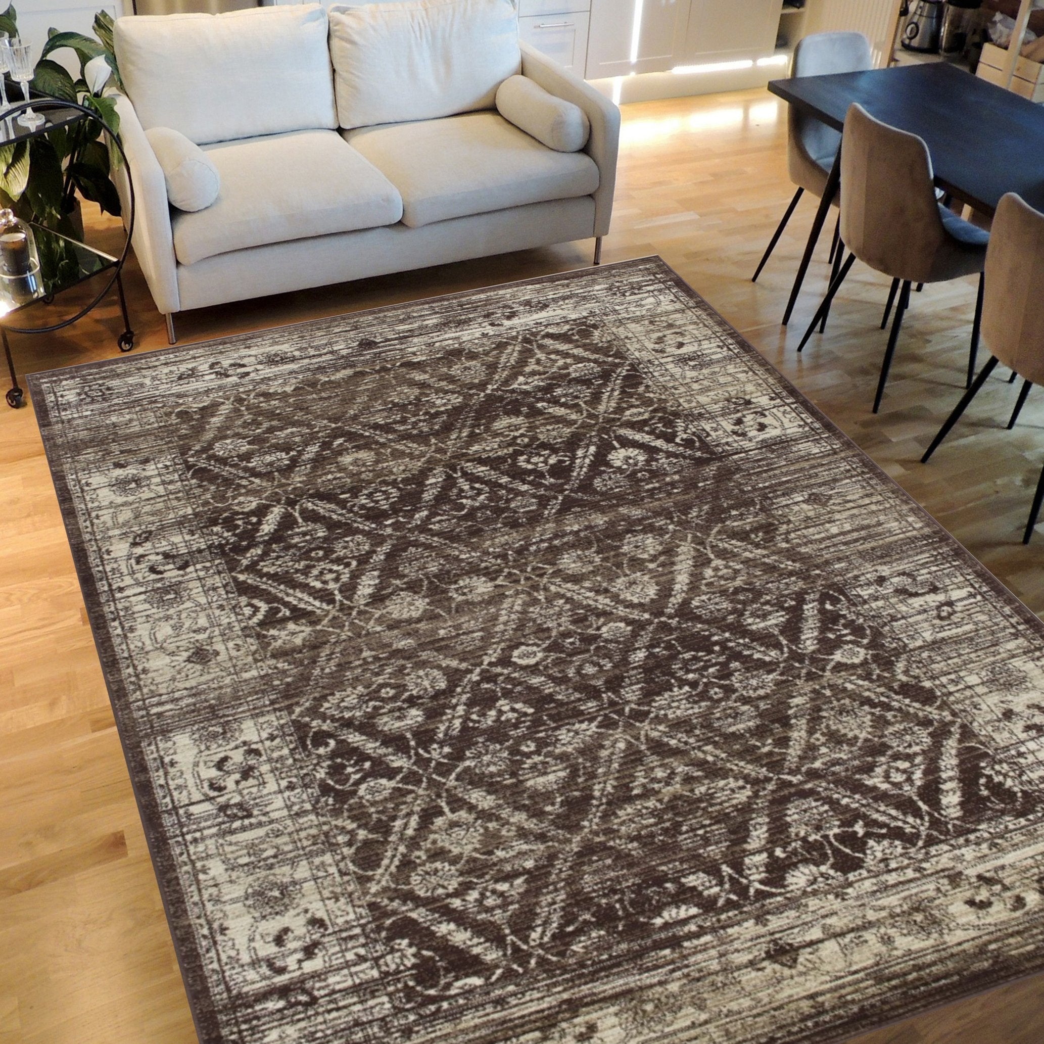 Allover Pattern Distressed Rug #95