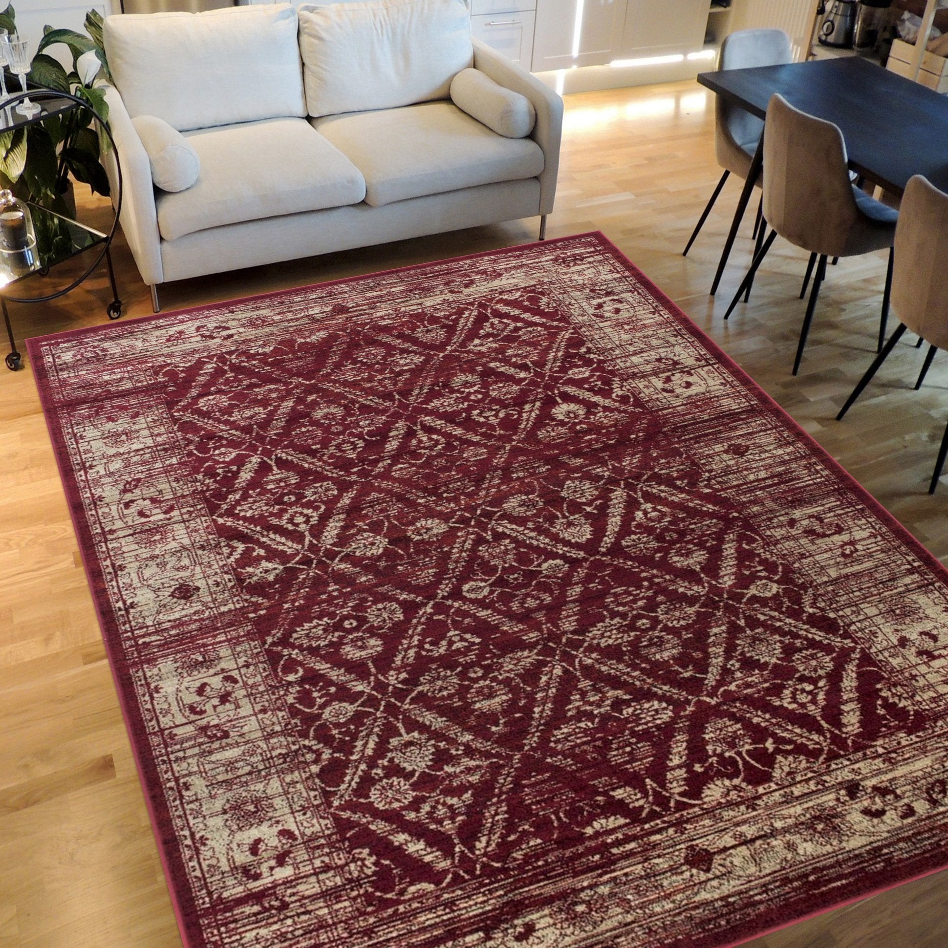 Allover Pattern Distressed Rug #95