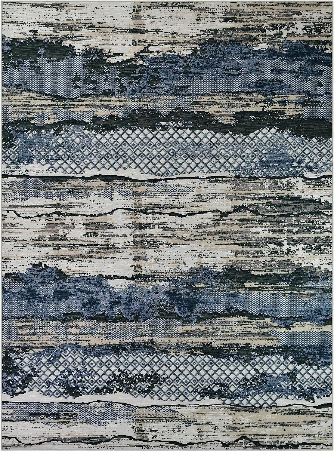 HR Abstract Area Rug - Non-Slip Rubber Backing, Polyester #1108