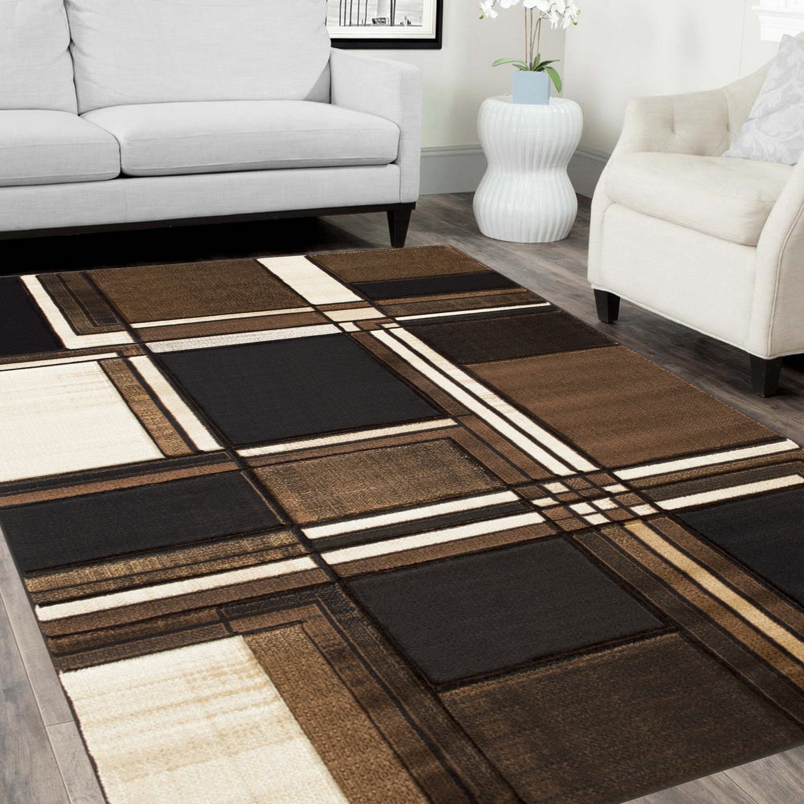 Cubism/Squares Modern  Hand Carved Area Rug 15