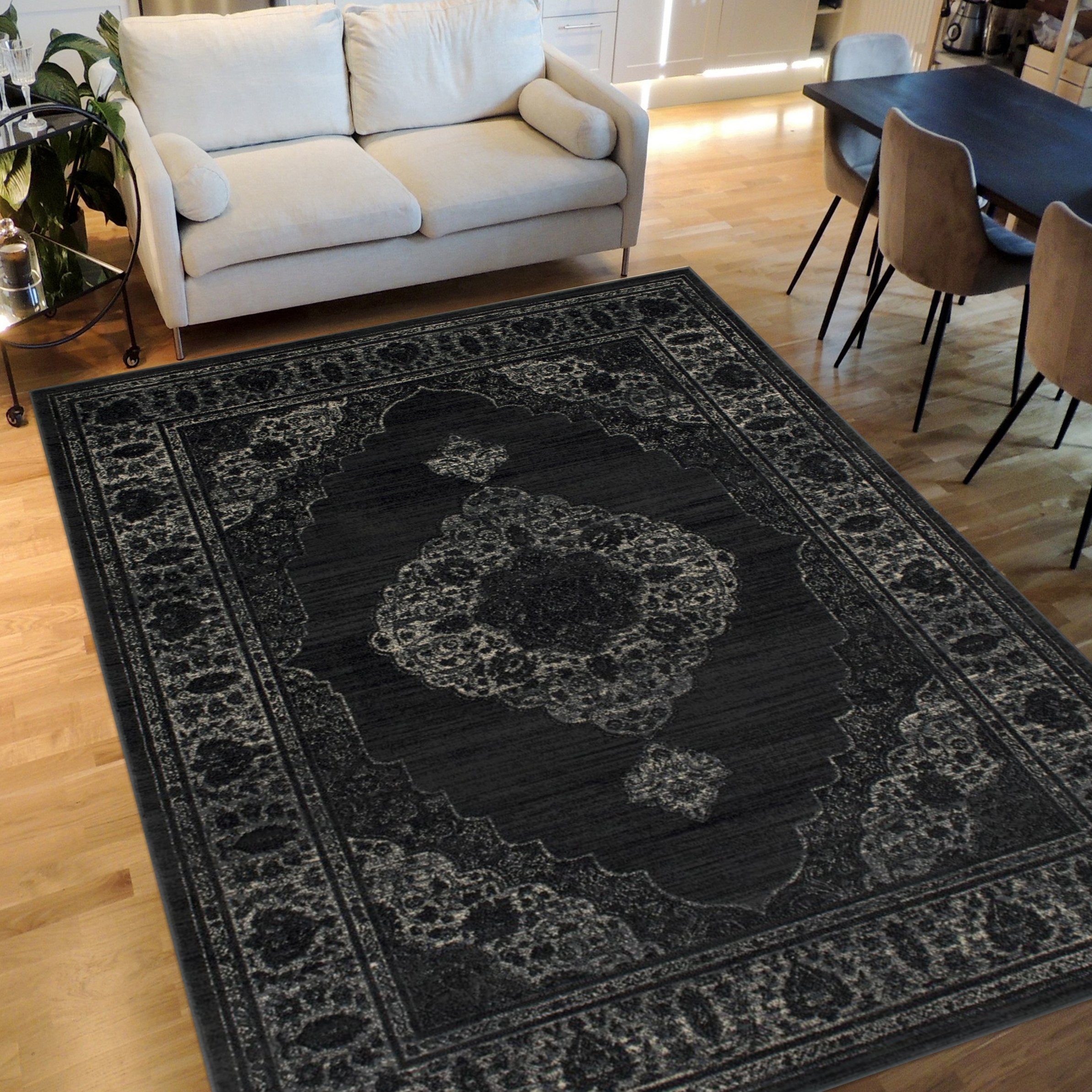 Floral Pattern Distressed Rug #94