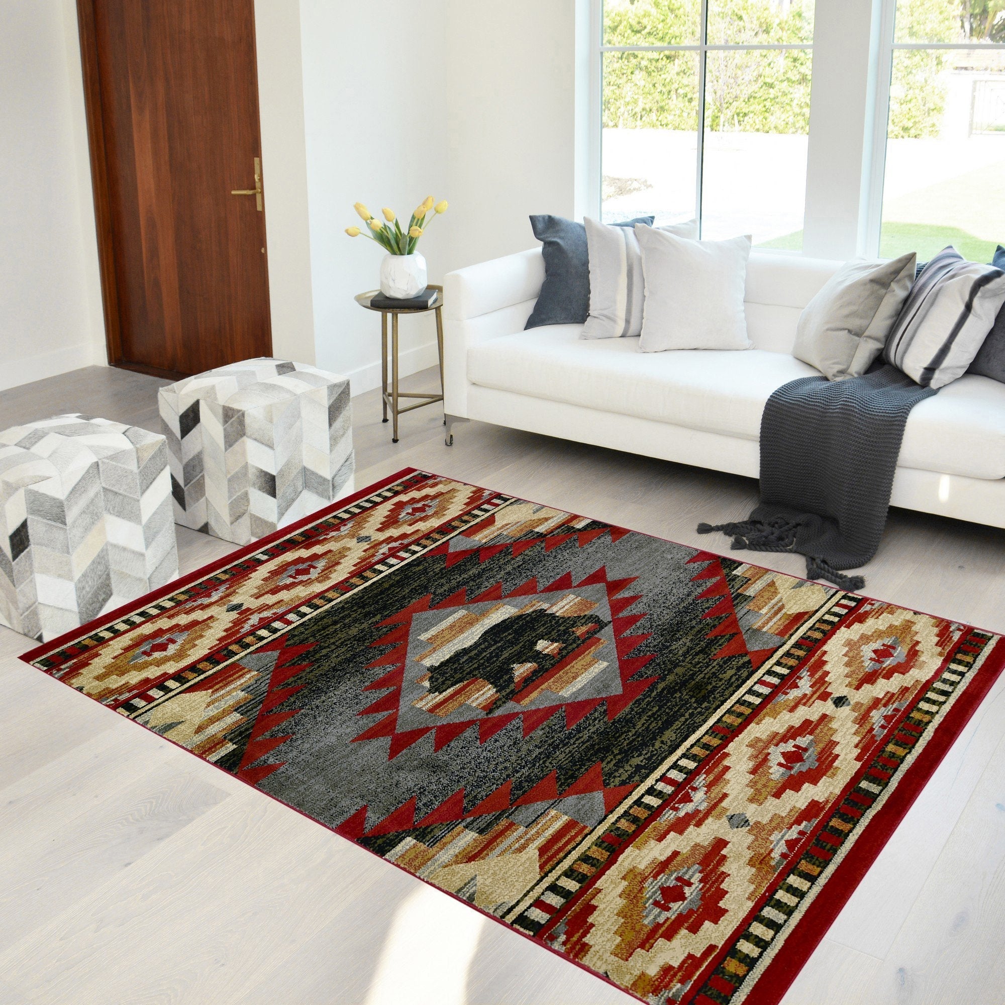 HR Cabin Nature and Animals Multicolor Bear Décor Rugs