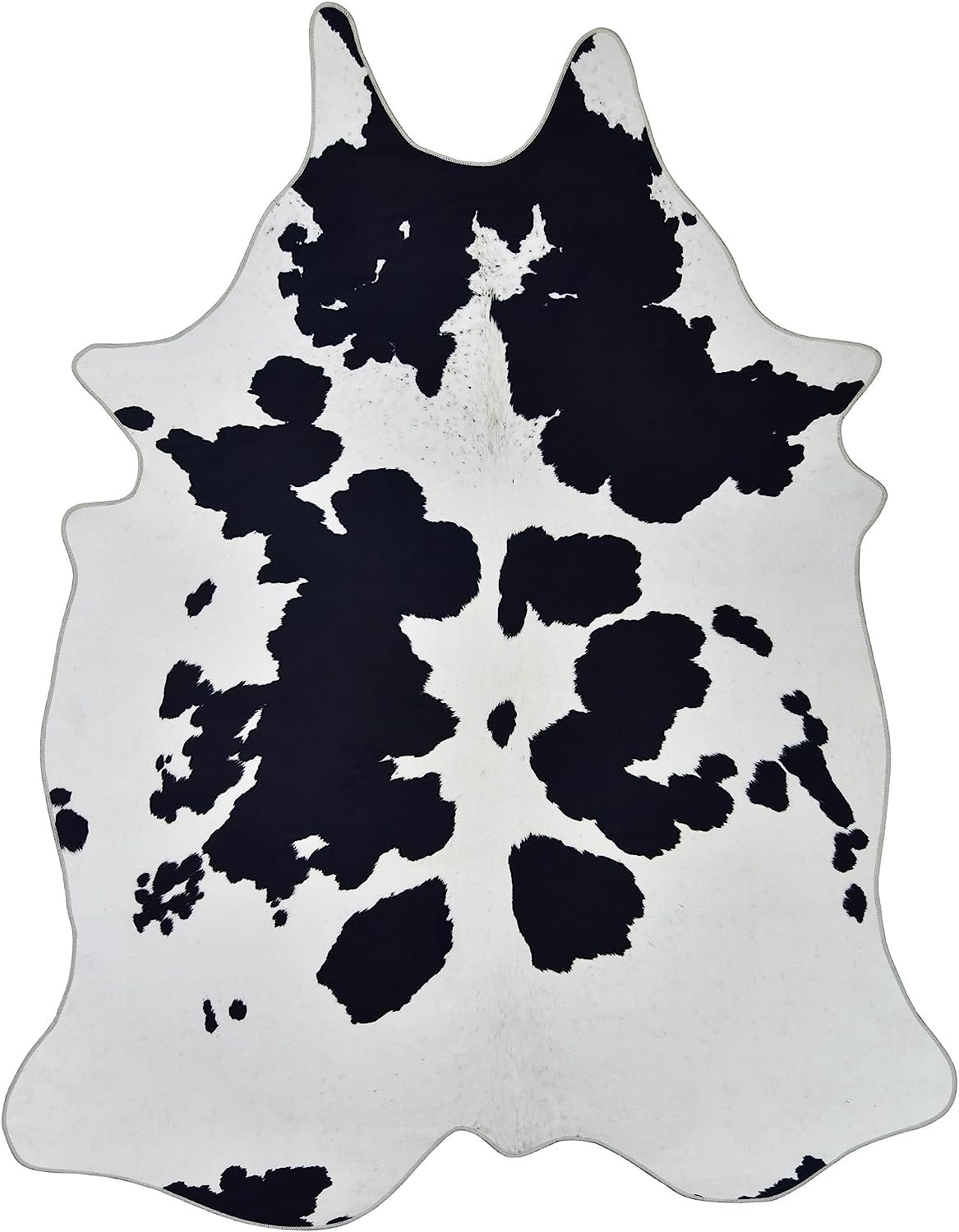 HR Premium Non-Slip Faux Cowhide Black and White Area Rug for Cabin and Lodge #1120