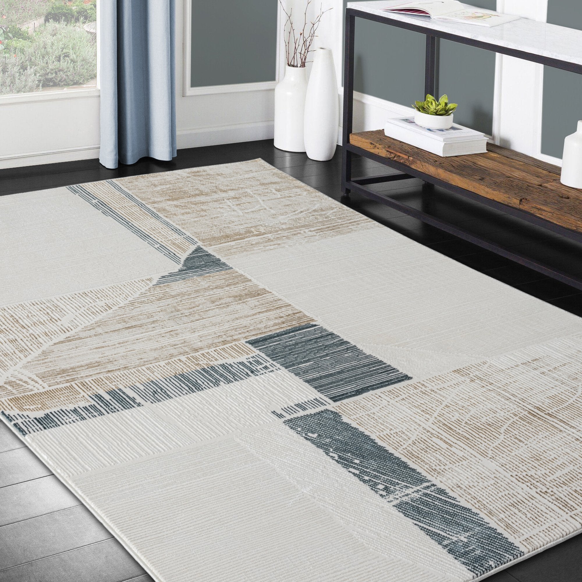 HR Premium Super Soft Polyester Abstract Area Rug #456