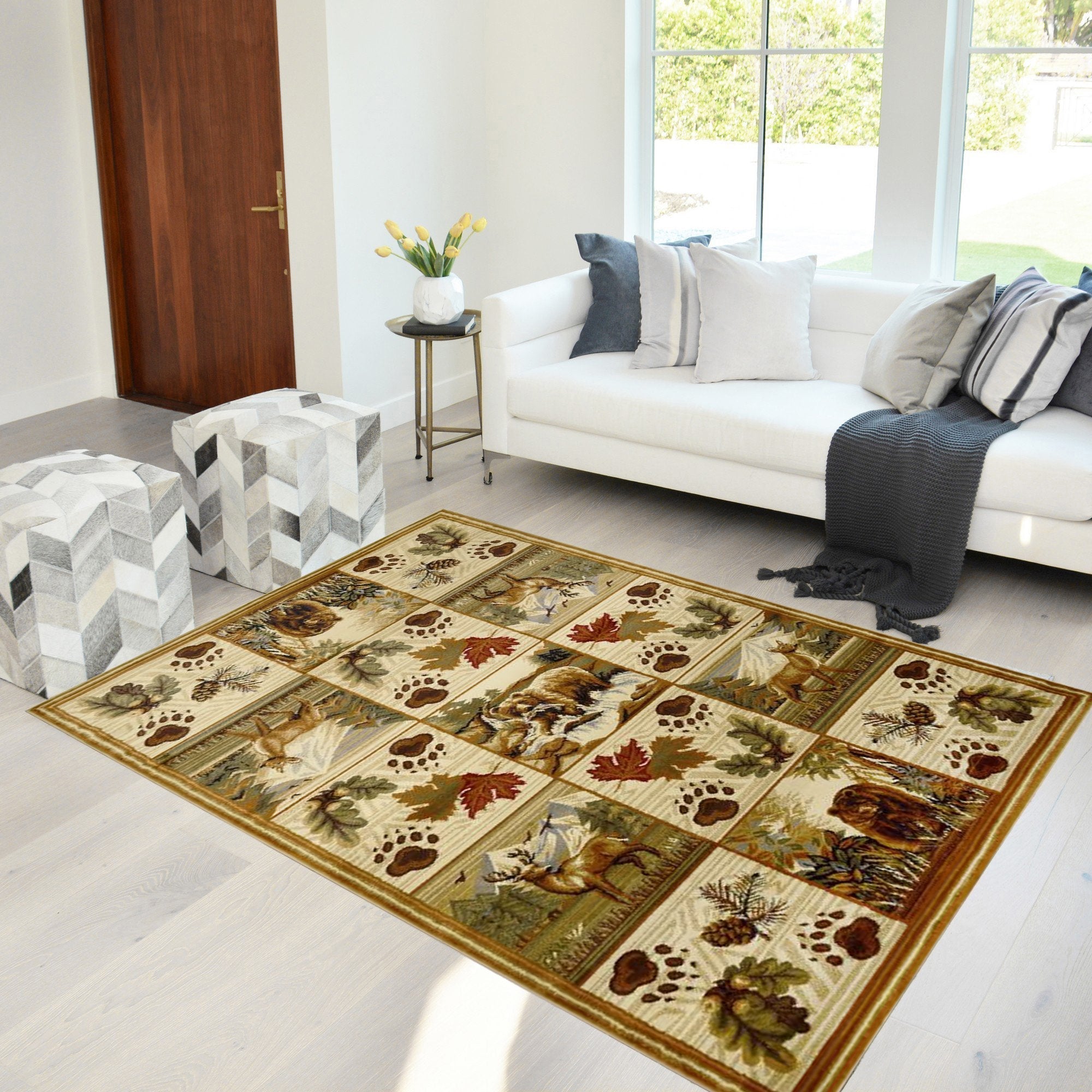 HR Cabin Nature and Animals Multicolor Bear Décor Rugs