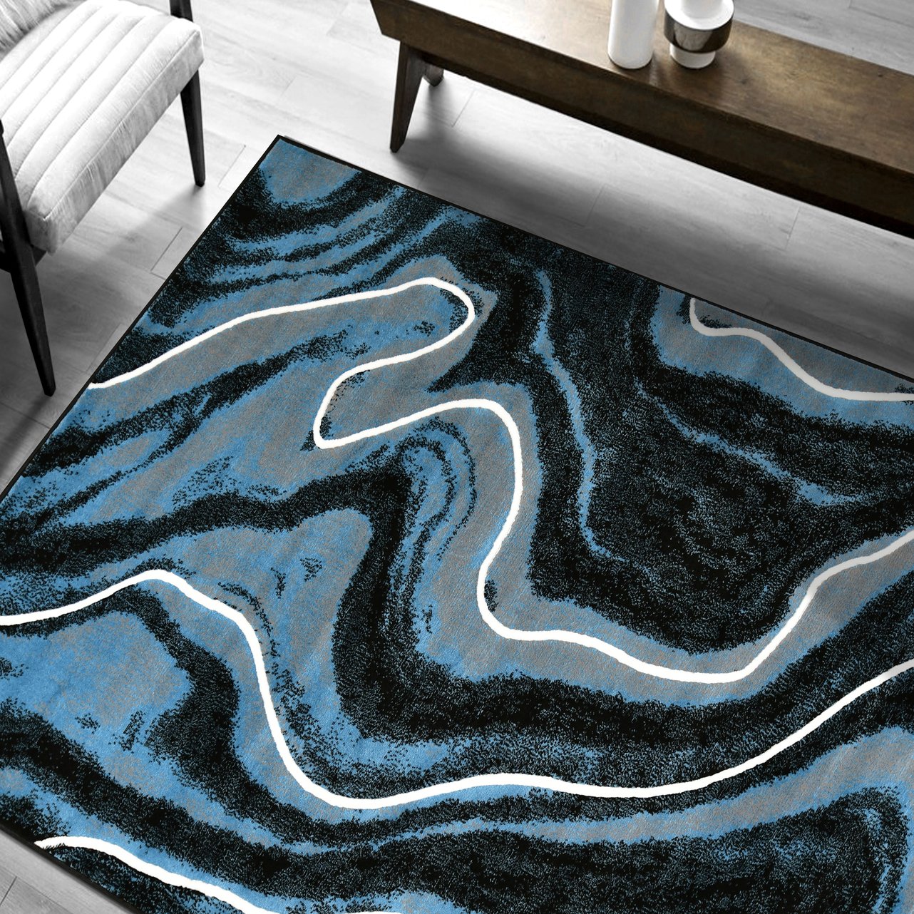 Contemporary Abstract Area Rugs Marble Pattern #296