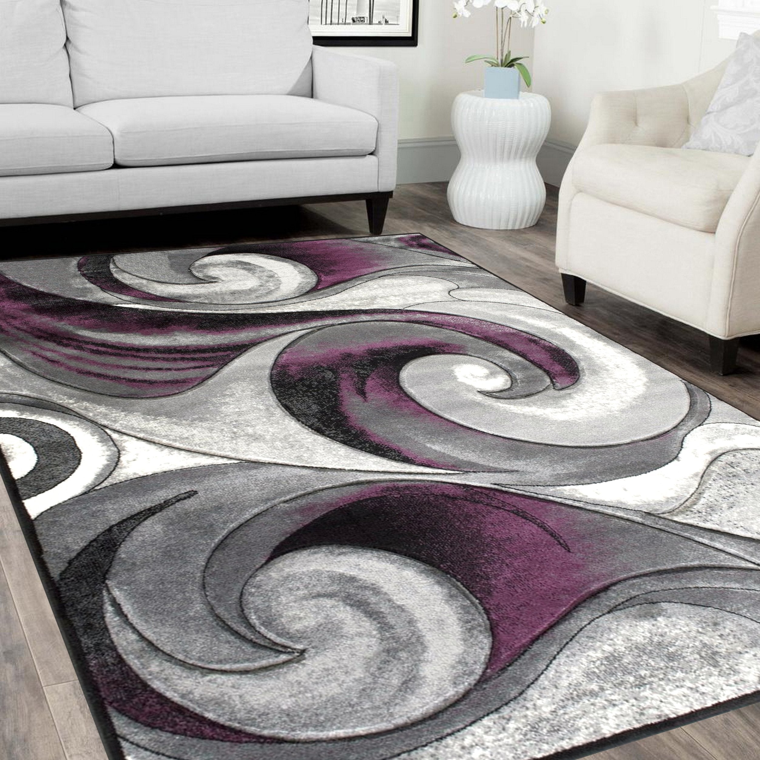 Swirls Abstract Design Hand Carved Rugs #10