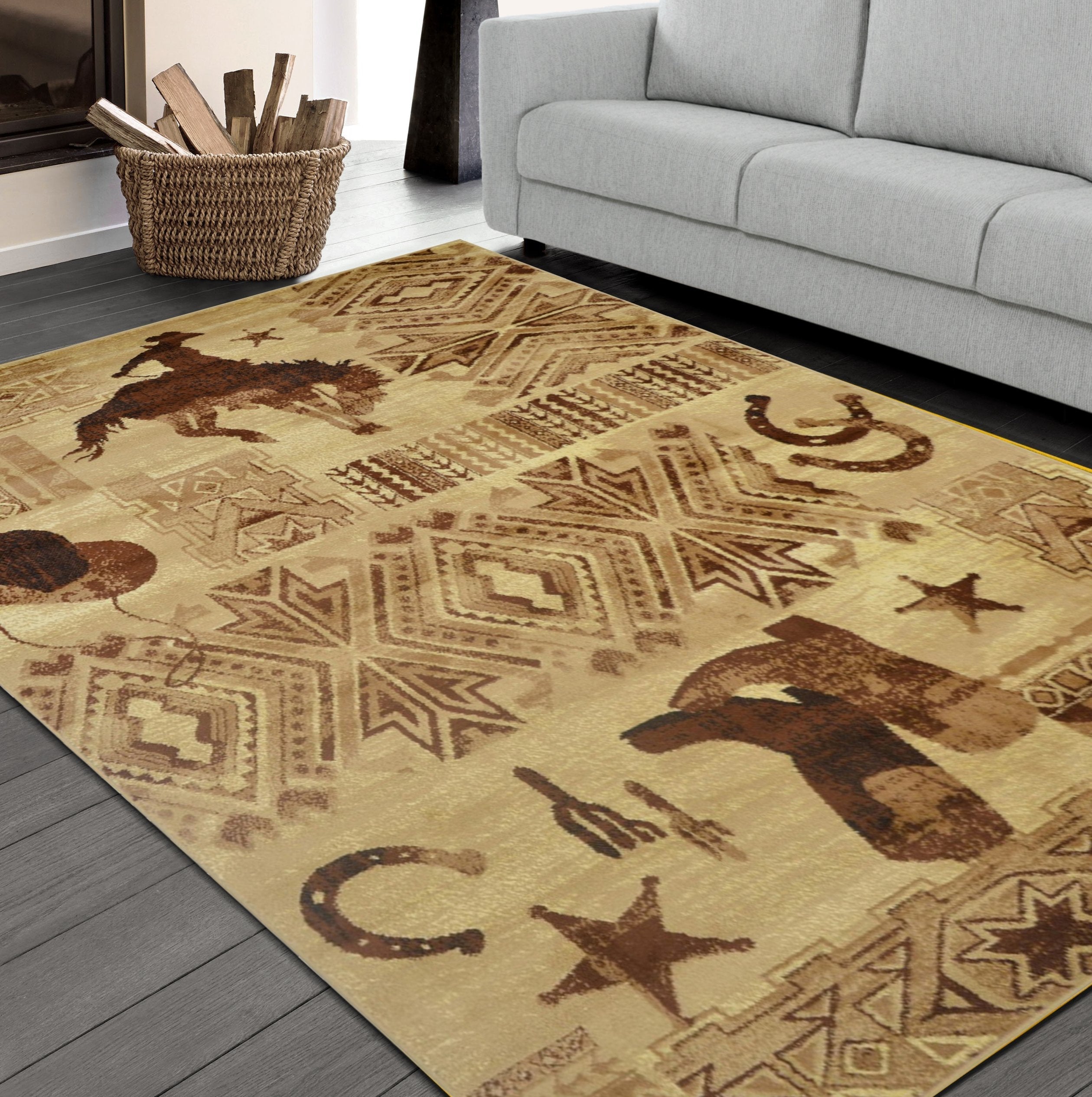 HR Cabin Area Rugs Rustic Cabin Novelty Rugs for Living Room