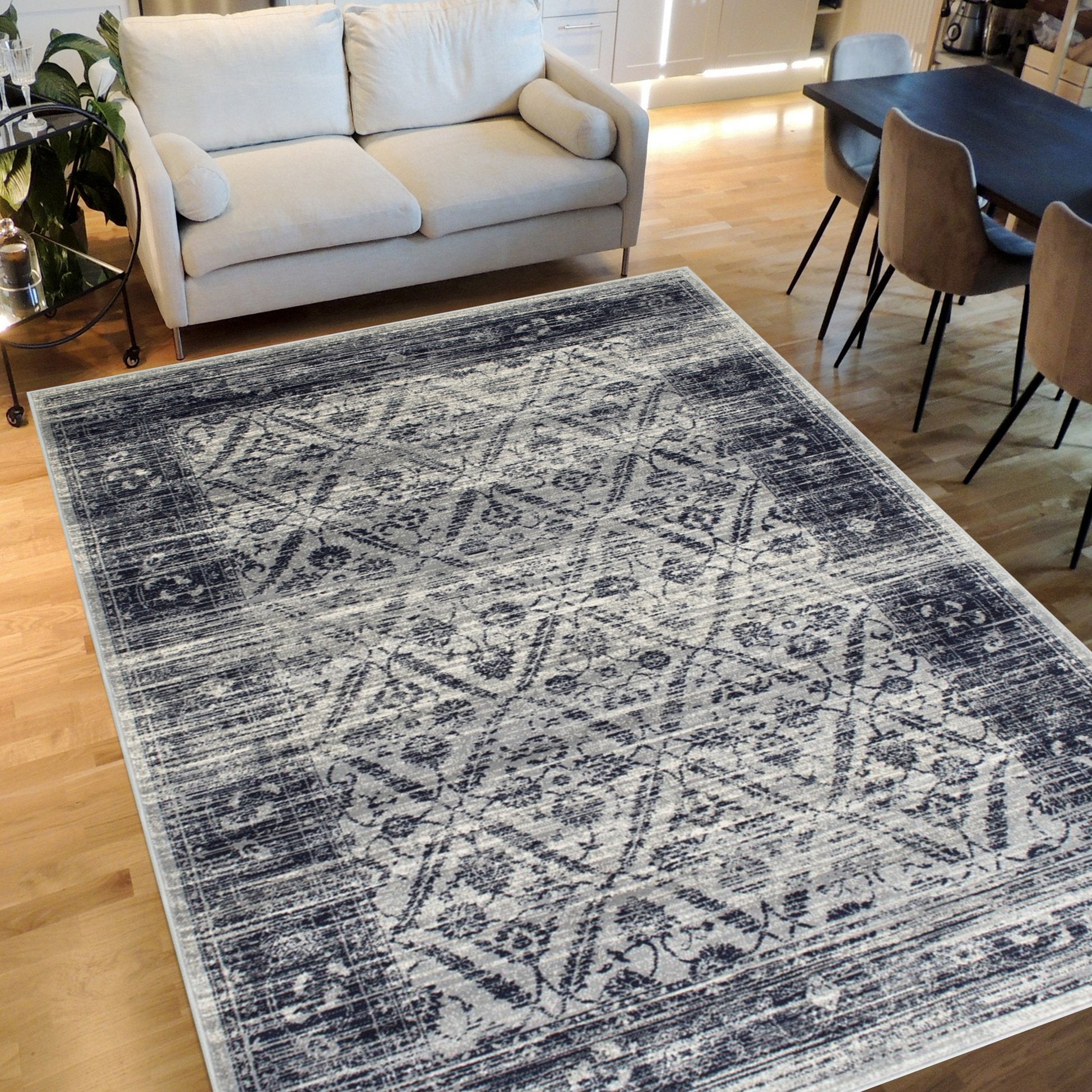 Allover Pattern Distressed Rug #95