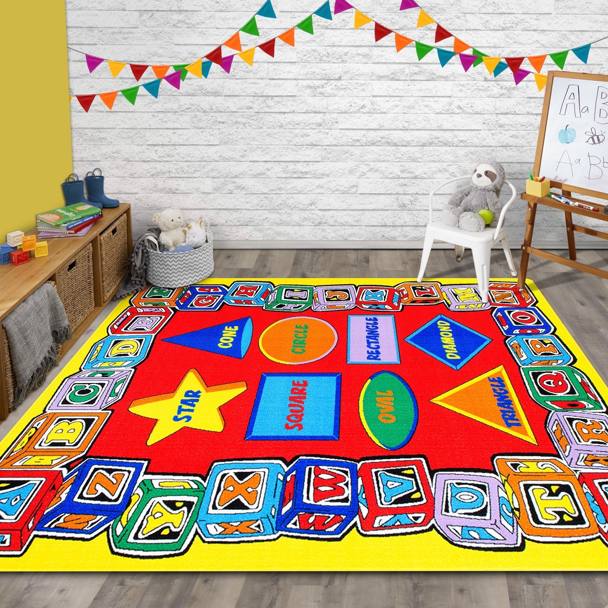 ABC Alphabet Shapes Non-Slip Rug