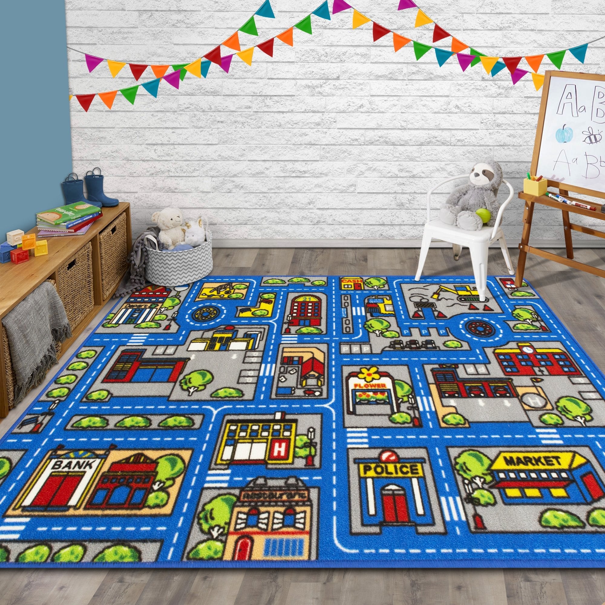 Kids Car Road Rugs Town Map