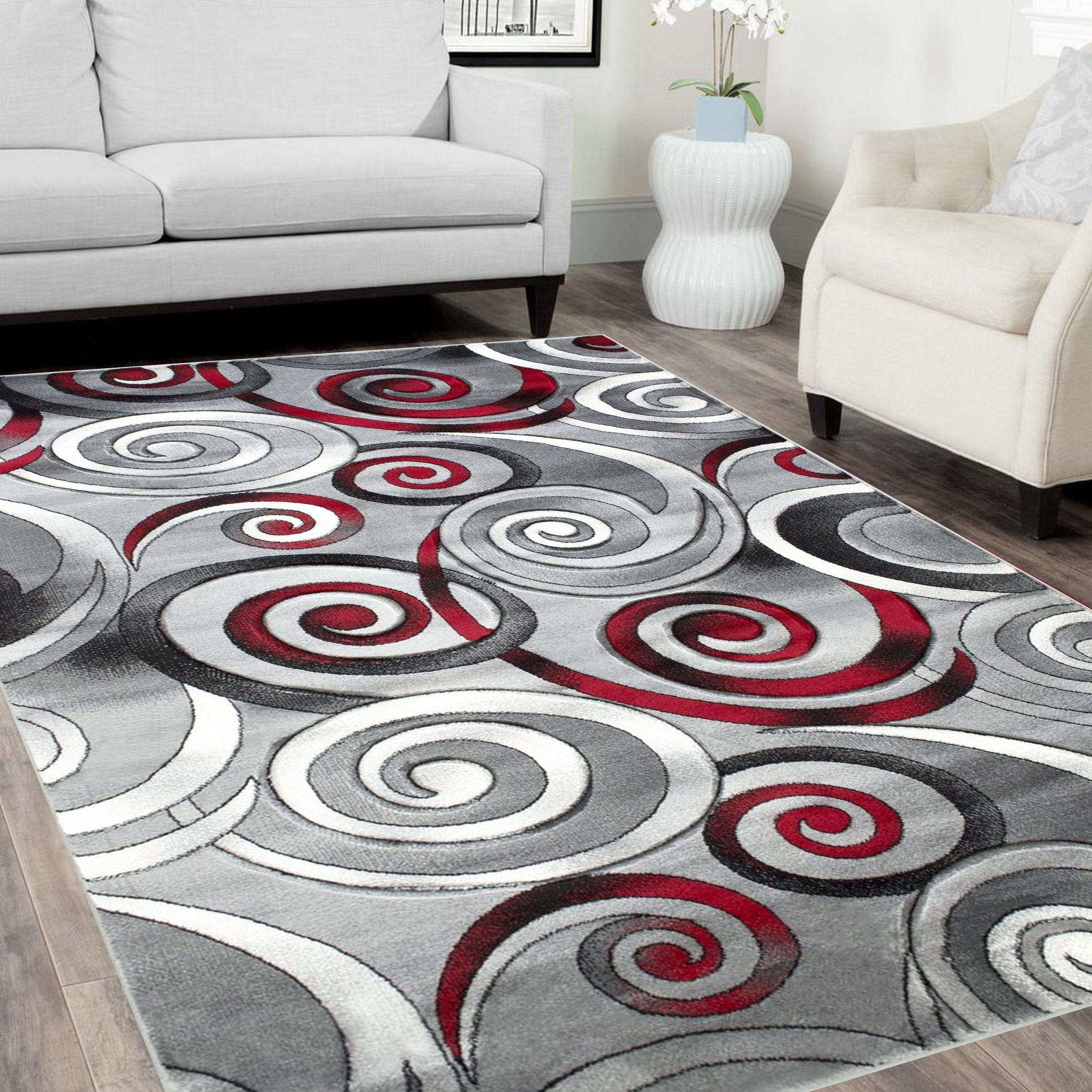 Swirls Contemporary Hand Carved Rugs #14