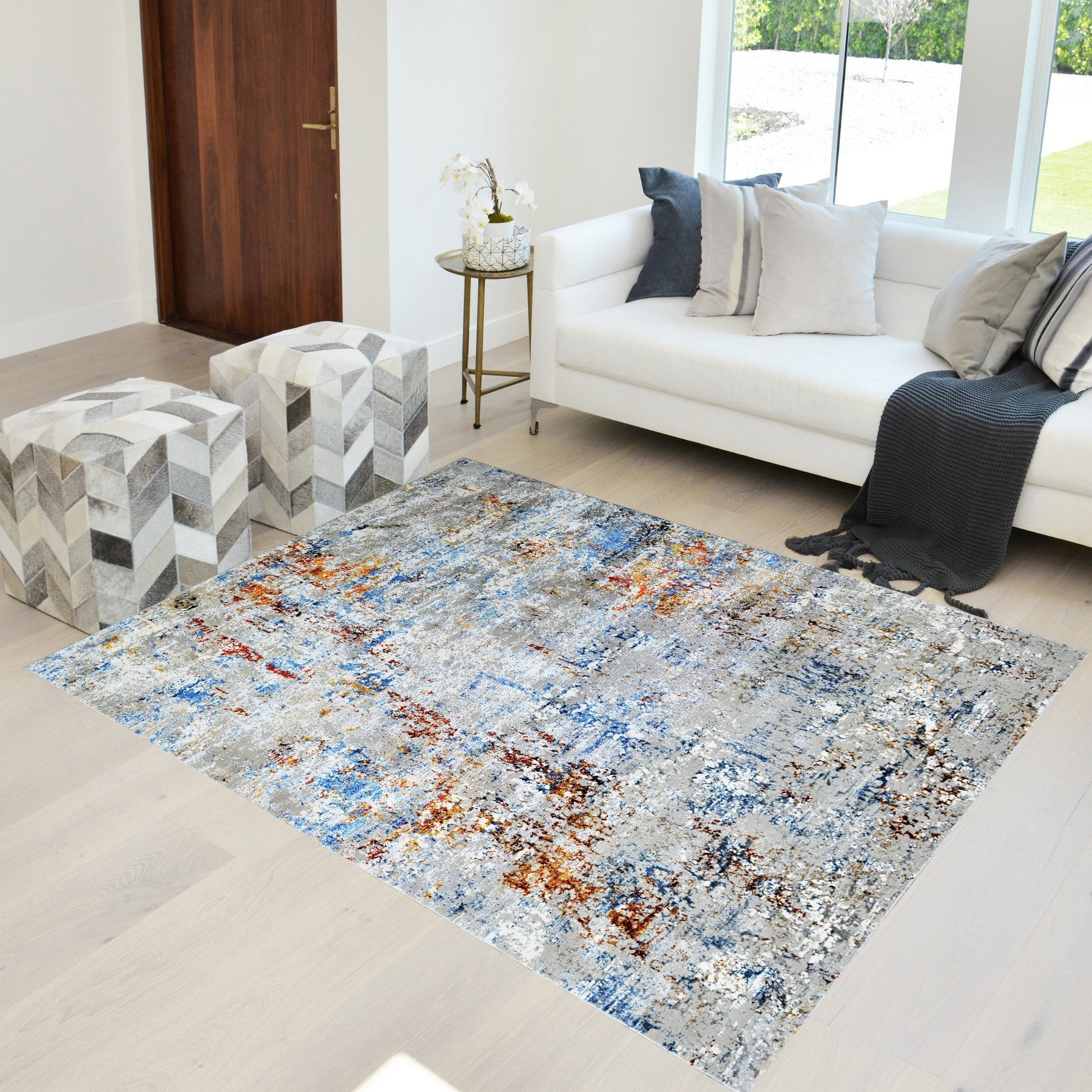 Modern Bohemian Soft Touch Rug Liquid Pattern Area Rugs ,Viscos 70